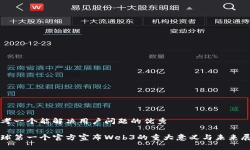 思考一个能解决用户问题的优秀

全球第一个官方宣布Web3的重大意义与未来展望